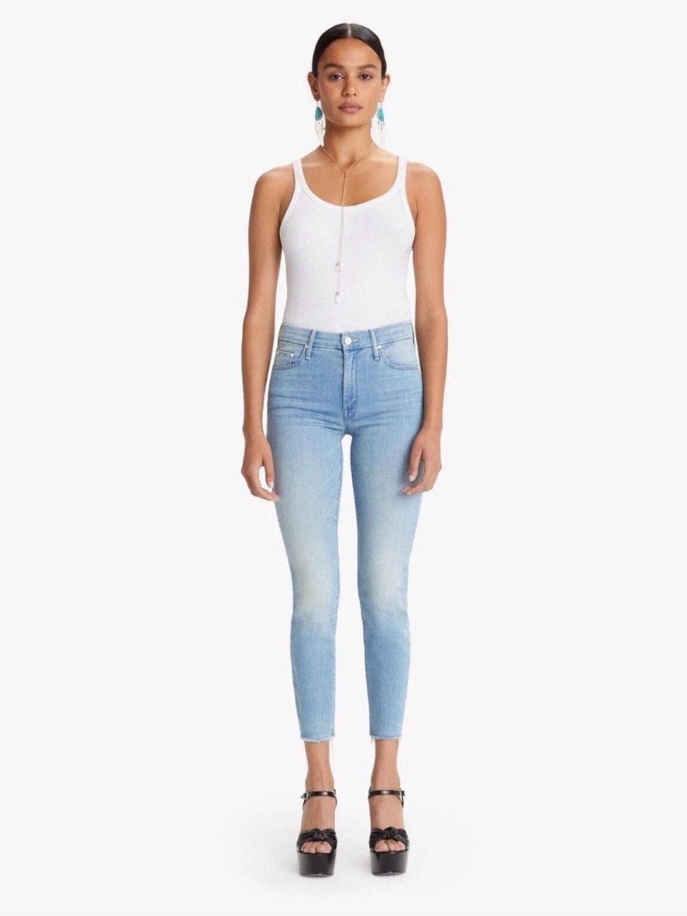 MOTHER Light Blue Ankle Skinny Jeans